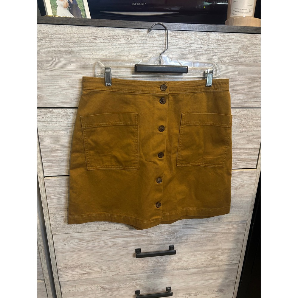 Old Navy Womens Mustard Yellow Button Front Twill Mini Skirt Size 12 NWT - Picture 2 of 6